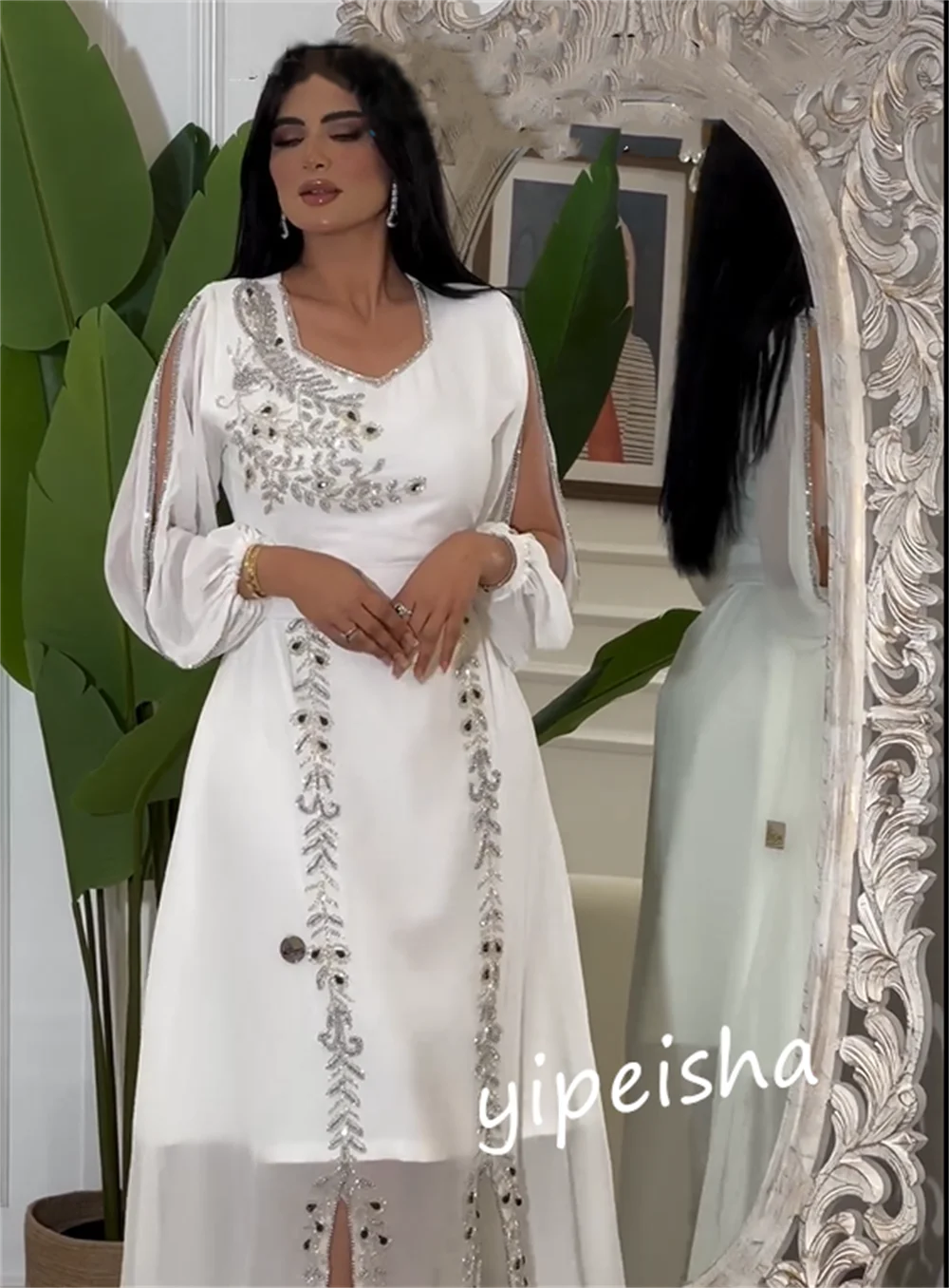 Sukienka balowa Wieczorowy wzór Charmeuse Celebrity A-line Scoop Neck Custom Occasion Gown Midi es