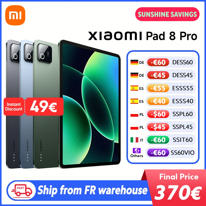 Xiaomi Pad 8 Pro Versión Global con Snapdragon de 8 Núcleos, Disponible en Almacén FR ®   8 Elite CPU, pantalla de 11.2 pulgadas 3.2K 144Hz, batería de 9200mAh, 67W HyperCh