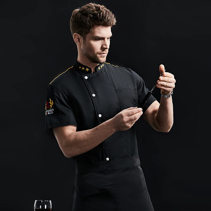 การจัดเลี้ยงทําอาหารเสื้อสีขาวร้านอาหารห้องครัว Chef เสื้อผ้า Baker ชุดทํางาน Waiter โรงแรมเสื้อผ้า Cook Jacket Cafe Overalls