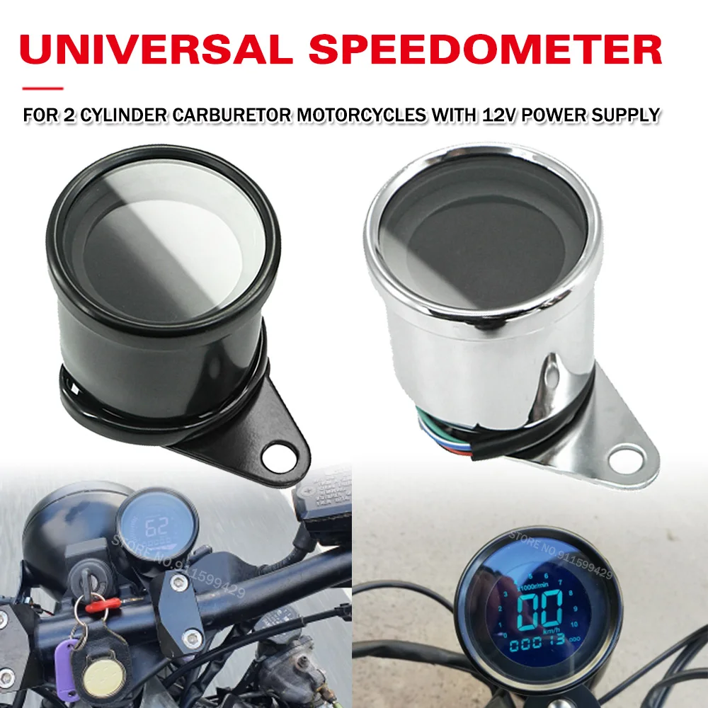 

Universal Motorcycle Speedometer Scooter ATV Meter Digital Odometer Gauge Oil Level Cafe Racer Tachometer indicator For yamaha