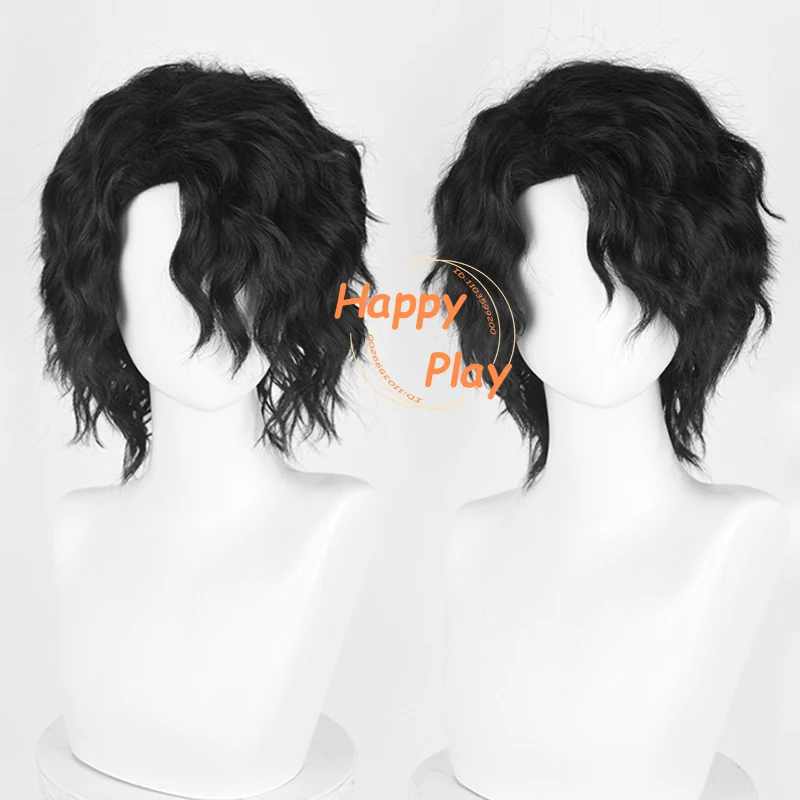 High Quality Sakusa Kiyoomi Cosplay Anime Wig Short Black Curly Wigs Heat Resistant Hair Halloween Synthetic Party Unisex Wigs