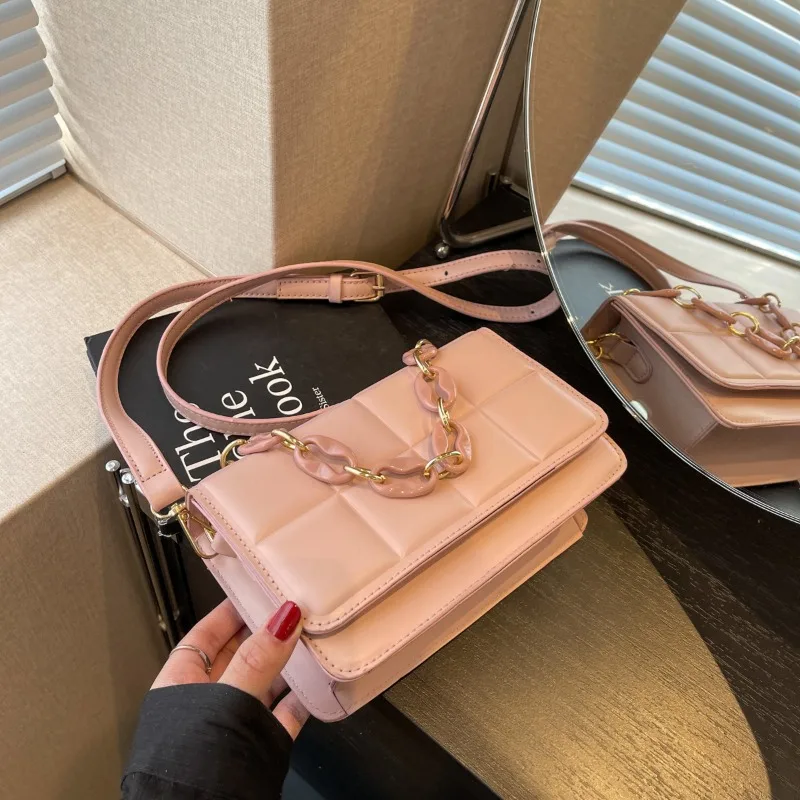 Women 2024 New Niche Design Solid Color Wallet Exquisite Simple Versatile Cross-body Handbag Small Square Shoulder Bag Mochila
