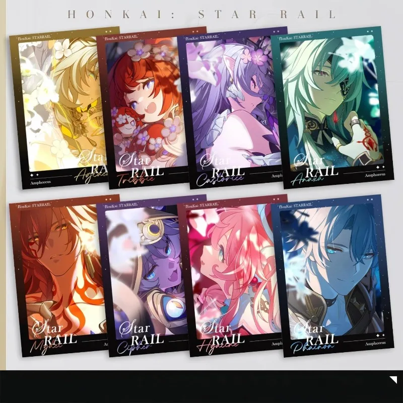 Hot Honkai: Star Rail Chrysos Erben 4,8 x 8,5 cm 8 Stück Tarotkarten Lomo-Karte Fotokarte HD Kleines Album Fotokarten für Fans Sammlung