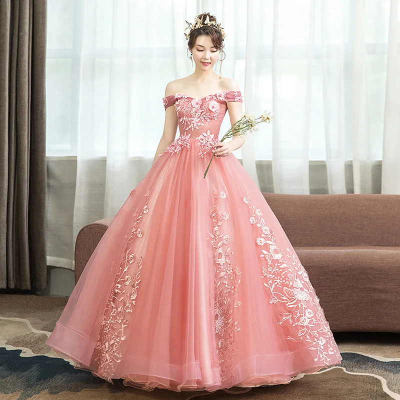 Lace Appliques Perals Off the Shoulder Prom Dress 2024 robes de soirée Princess Birthday Gown Evening Party  فستان حفلات الزفاف