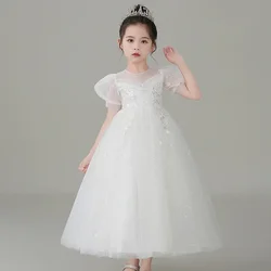 Fashion Children Clothing Evening Dresses Lace Short Sleeve Kids Dresses for Girls Summer Girls Party Dresses 3-12 Years