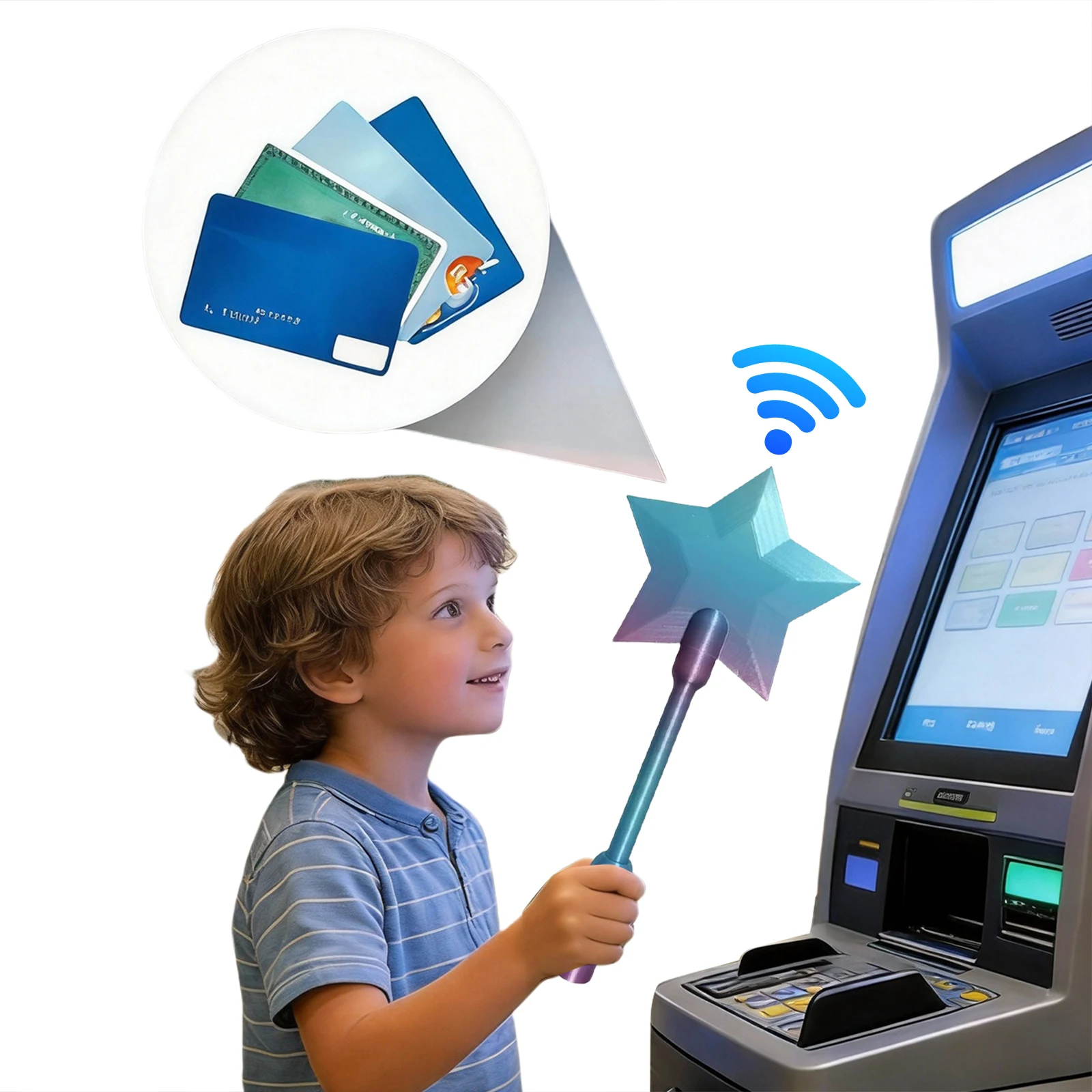 3D Printed Wand Tap To Pay 35cm/14in Contactless Payment Card Holder Lightweight for Kids Adults Friends Holiday Gifts view 5