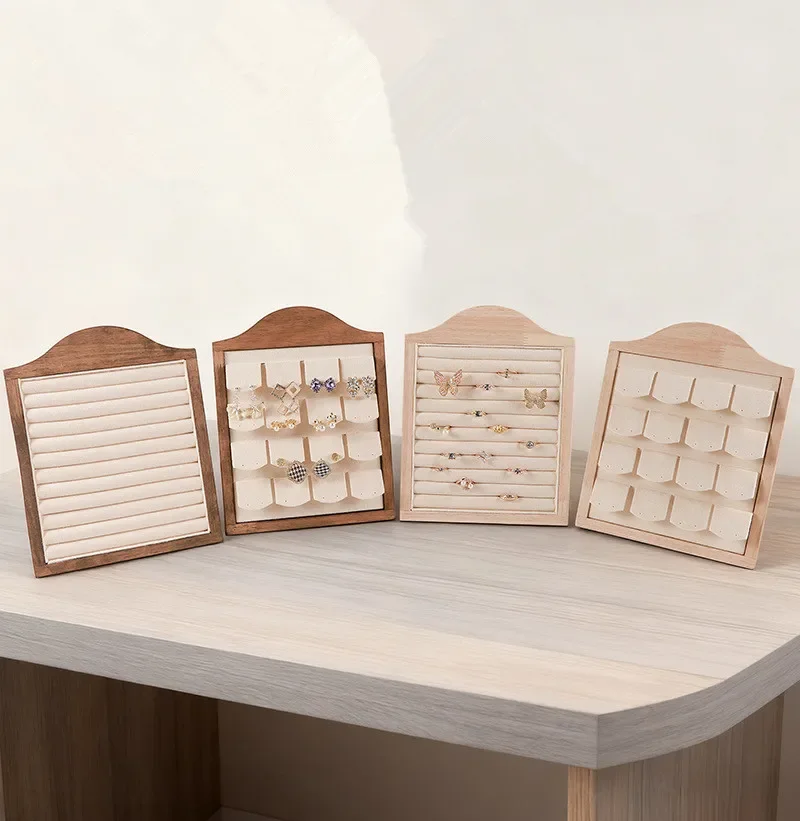 

Бежевая вертикальная подставка для украшений в стиле орехового дерева, поднос для демонстрации серег, держатель для серег-гвоздиков, витрина для ювелирных изделий