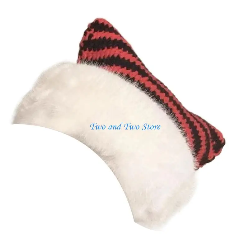 HX6F شريط قبعة قبعة سميكة أفخم القط الأذن إفشل قبعة للتزلج المشي لمسافات طويلة العالمي سيدة يندبروف بيني للطقس البارد #2