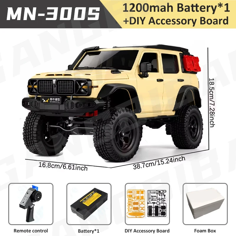 MN300S MN300 1/12 RC Crawler Car 4WD Full‑Scale 2.4GHz Upgrade All‑Terrain Off‑Road Climbing Vehicle with LED Lights Toy Gift