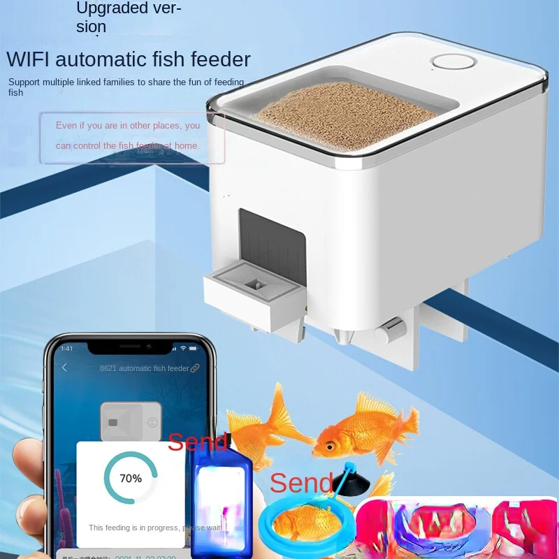 Automatic Fish Feeder Timing Feeding Small Fish Tank Feeding Artifact Fish WiFi Quantitative Koi Goldfish Food Feeding Device