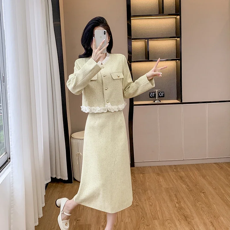 Real Shot: Elegant Two-piece Set for Women, 2024 Autumn/winter New Quality Socialite Complete Outfit with Skirt High Quality