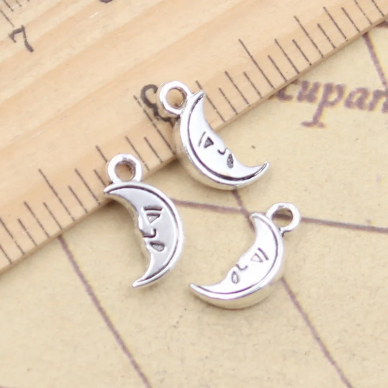 30pcs Charms Lovley Moon Face 14x7mm Tibetan Silver Color Pendants Antique Jewelry Making DIY Handmade Craft