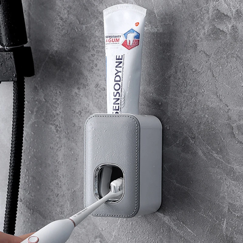 Toothpaste Dispenser Wall Mount Automatic Bathroom Accessories Squeezer Dust-proof Free Punching Holder