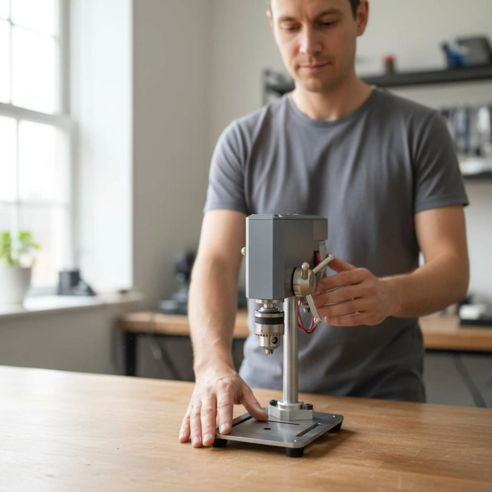 Micro Drill Press Adjustable Voltage Mini Drill Press Desktop Drilling Machine High Speed Power Tool Stable Base for Workbench