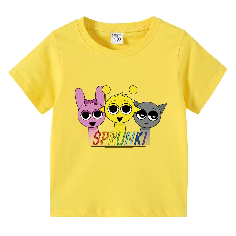 Sprunki Incredibox Cartoon Game Cool Top Men T Shirt Women Tee Boys Top Children Parent Child Cotton short sleeves kids Tshirt