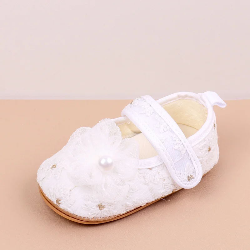 Spring Baby Girls Princess Toddler Shoes 0-18M First Walking Flower Design with High Quality Embroidery And TPR Sole