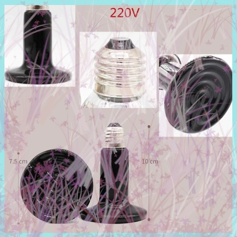 Infrared Pet Heating Lamp Ceramic 220V Light Bulb Brooder Chickens Reptile Lamps 50W 75W 100W 150W 200W Kit with Clip-on Holder