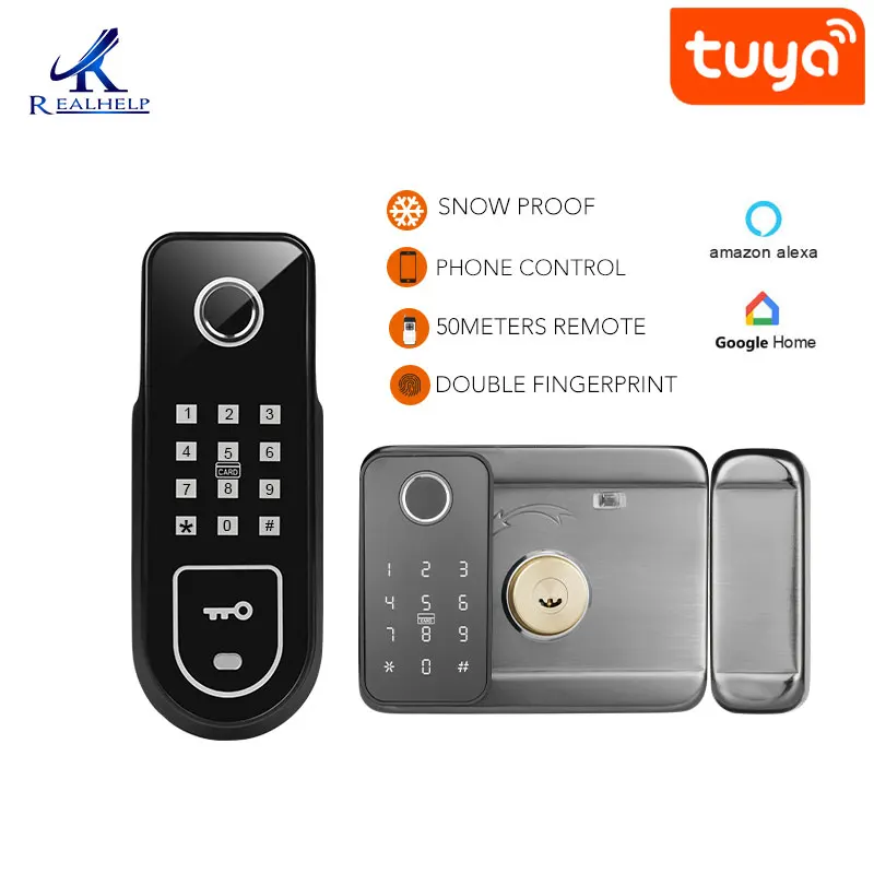 WIFI  Double Sided Fingerprint Keyless Cylinder Lock Front Door Smart Lock Tuya APP Remote Control  For Door Thickness 7-70mm