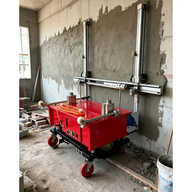 800 Sq.m/8h Automatic Wall Plastering Robot Wall Rendering Machine, 110-380V, 2-30mm Adjustable Thickness, 4m Working Height OEM