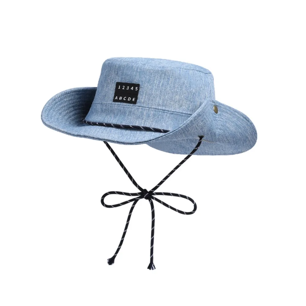 

Retro Sunscreen Western Cowboy Hat Wide-Brimmed Japanese Style Fisherman Hat Cloth Lightweight Denim Bucket Hat Women
