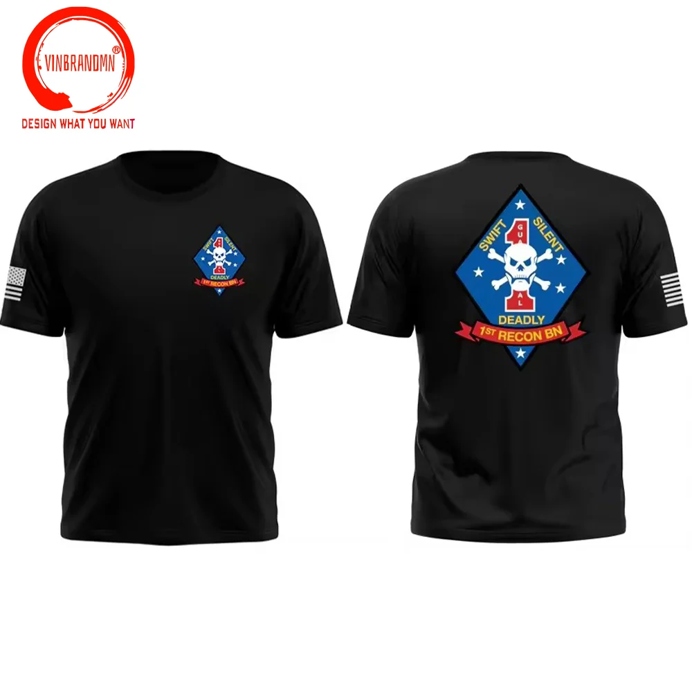 USMC 1st Marine Recon Battalion T Shirt Men US Army Fashion Casual T-Shirt Stylish Clothes Trendy Clothing Men's Tops Tee Shirt