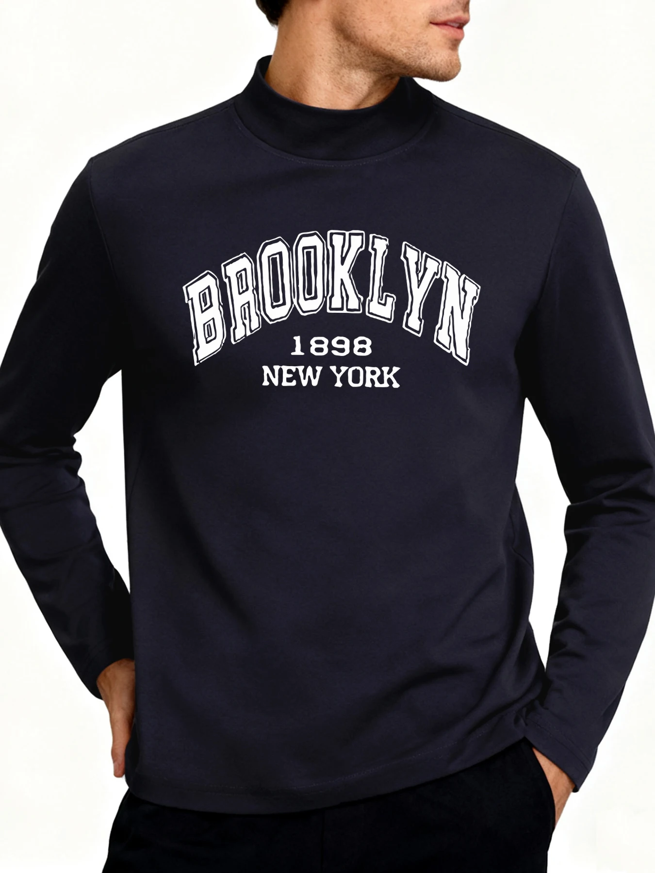 

Brooklyn New York 1898 Printing Male Long Sleeved Shirt Soft Winter Shirts Autumn Casual Base Layer Fashion Thickened Tops