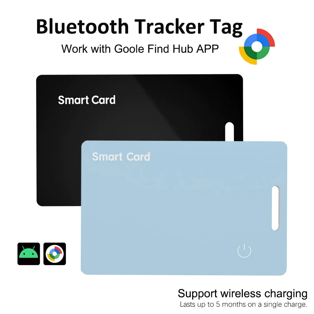 

Android Slim Wallet Tracker Card Rechargeable Luggage Tracker Tag Works with Google Find Hub App (Android Only), Wireless Charge