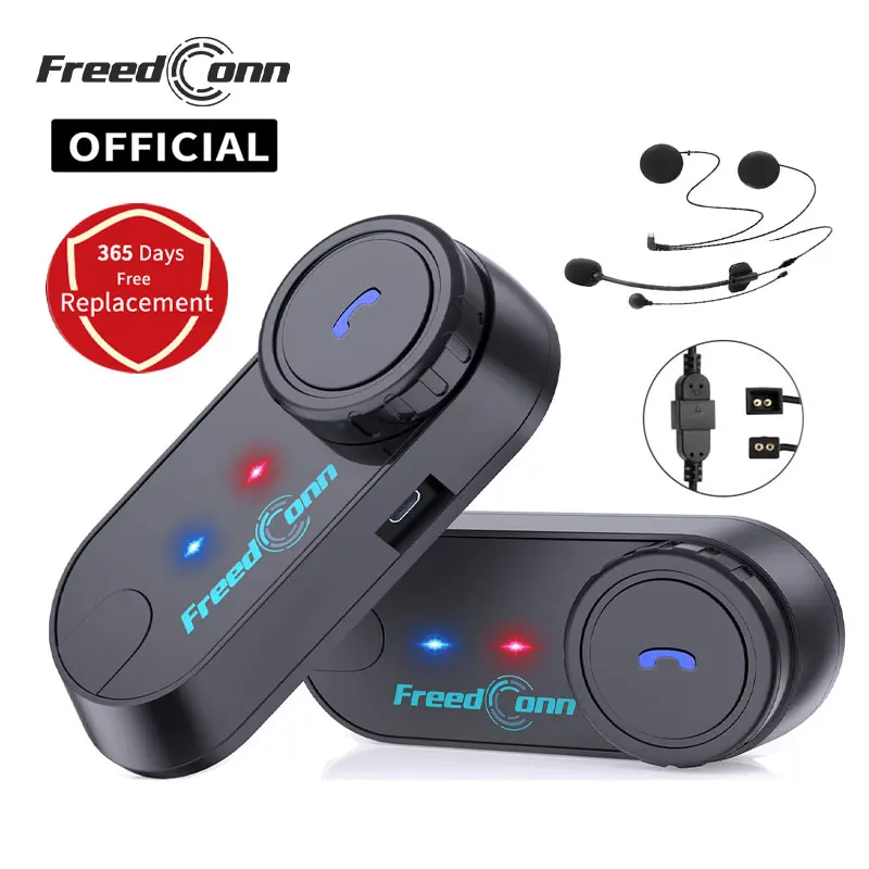 FreedConn Bluetooth Motorcycle Intercom Helmet Headset Headphone FM Music Sharing Helmet Communicator Speaker