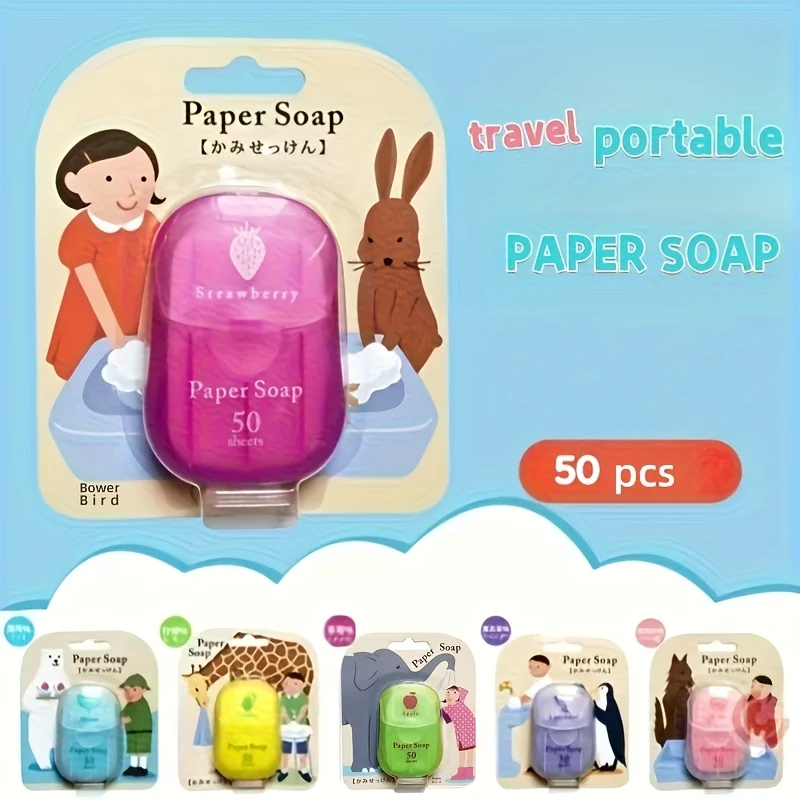 

50-Pack Disposable Portable Soap Sheets, Travel Camping Outdoor Individually Wrapped Hand Washing Soap Paper