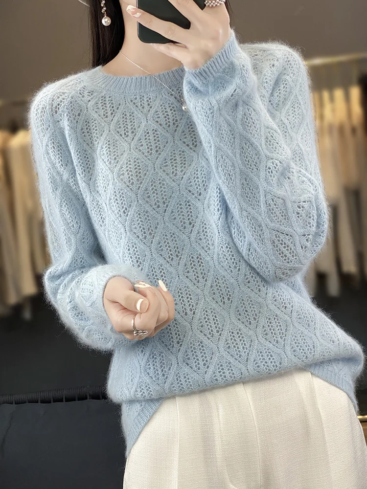 Autumn Winter Women 100% pure Mink Cashmere Sweater New Thicken Pullovers Fashion Knit Jumper Warm Large Size Tops Female Jacket