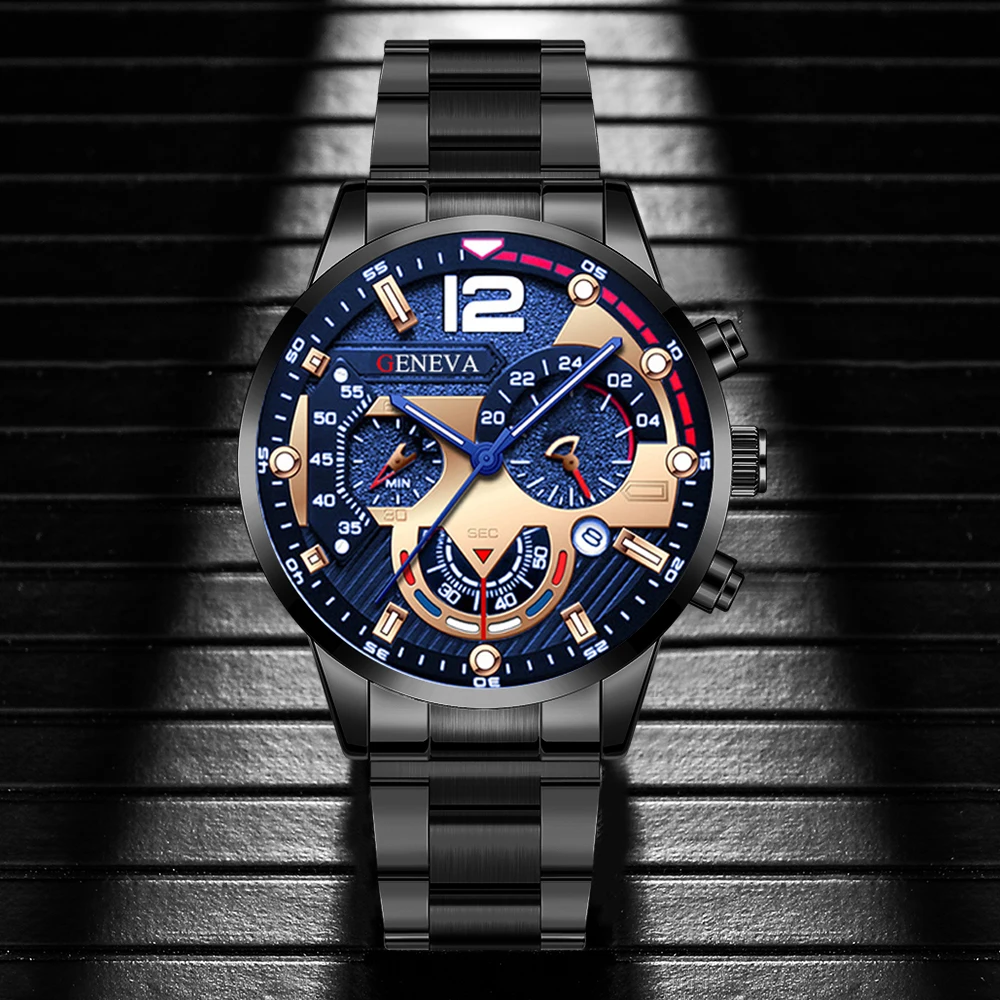 Мужские деловые модные кварцевые часы из 3 предметов с браслетом — стильный подарок для семьи и друзей на Пасху на День святого Валентина, Рамадан Ха