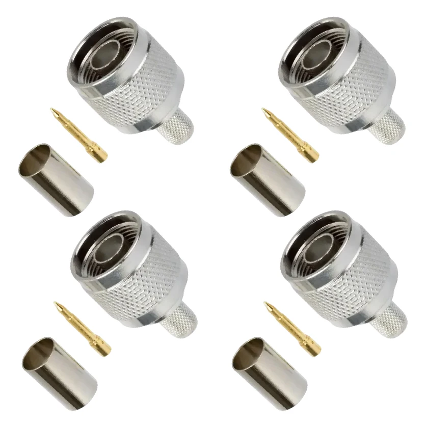 N Male Plug L16 N Crimp Solder for RG59 LMR240 CNT240 RF Connector Nickel Plated Brass 50ohm Coax Wire Coaxial Cable