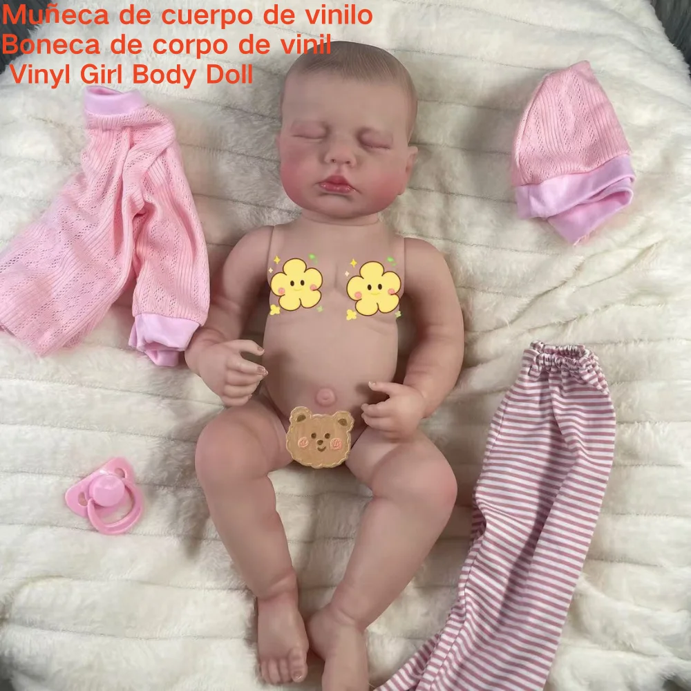 Two Style 20 Inch Lifelike Already Painted Reborn Dolls LouLou 3D Skin Realistic Baby Newborn Dolls Toy Figure Christmas Gift