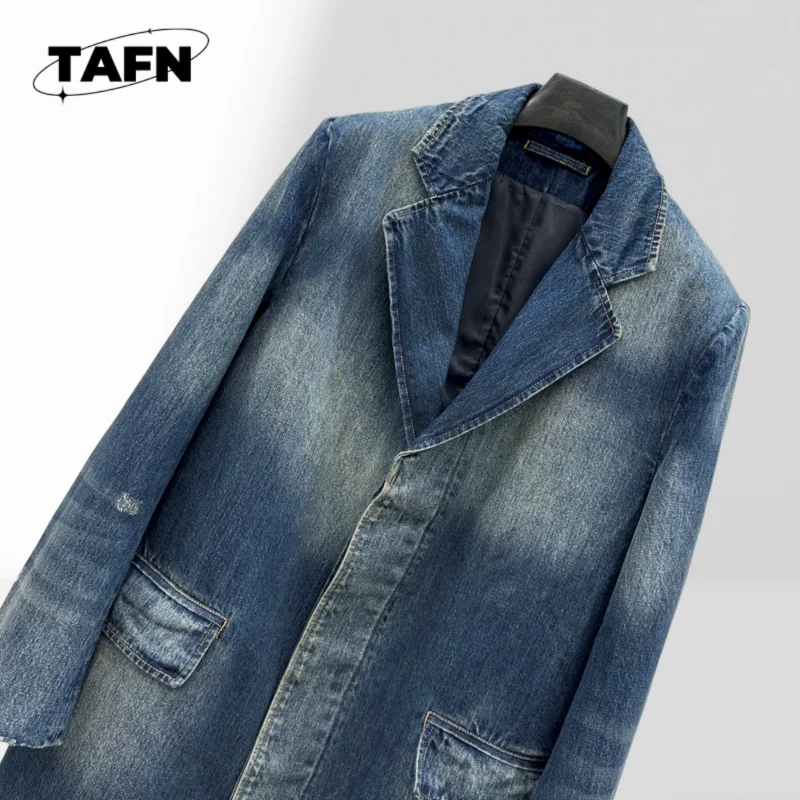 Simple Style Windbreaker Jacket for Autumn Style Cotton Blend Long Trench Coat Mid-Length Windbreaker AI1529