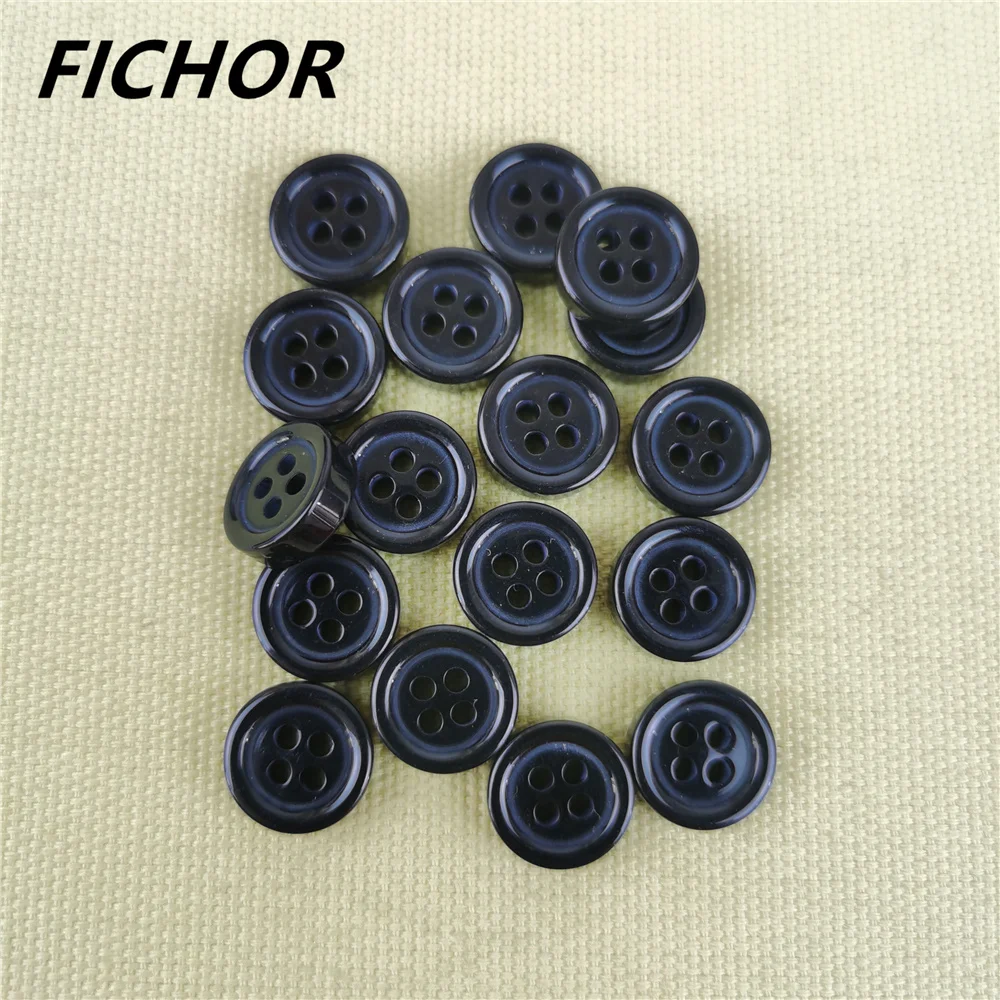 30/50pcs 11mm 4 fori bottoni per abbigliamento in resina nera abbigliamento Decor cucito Scrapbooking forniture per cucire a casa bottoni in plastica