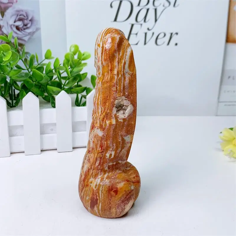 14.5cm Natural Wood Grain Stone Penis Crystal Quartz Yoni Wand Massage Stick Healing Gemstone As Gift For Women 1pcs