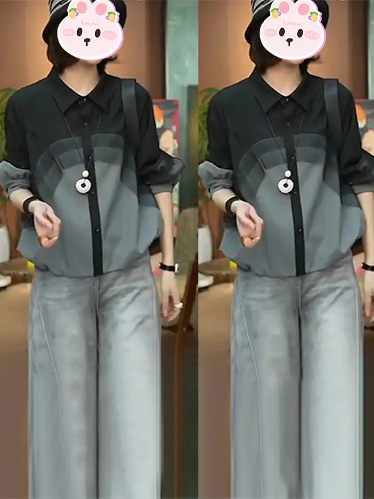 

Повседневная женская рубашка свободного кроя для работы и отдыха, весна 2026, дышащая, с длинным рукавом, уникальный универсальный топ для женщин