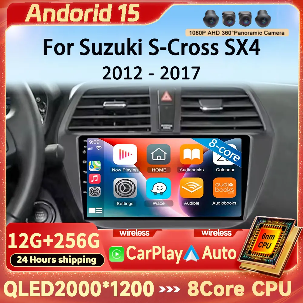 

WIFI+4G Android 15 For Suzuki S-Cross SX4 2012 - 2017 No 2din Head Unit Car Radio Multimedia Player Carplay Auto GPS Stereo
