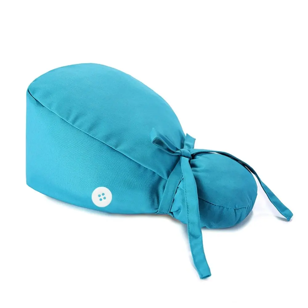 Adjustable Surgical Scrub Caps With Buttons Bouffant Nursing Hats Ponytail Holder Long Hair Doctor Nurse Caps Women & Men