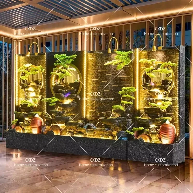 Hotel Clubhouse Water Curtain Wall Large Rockery Fountain Entrance Water Feature Wall Screen Courtyard Landscape Floor