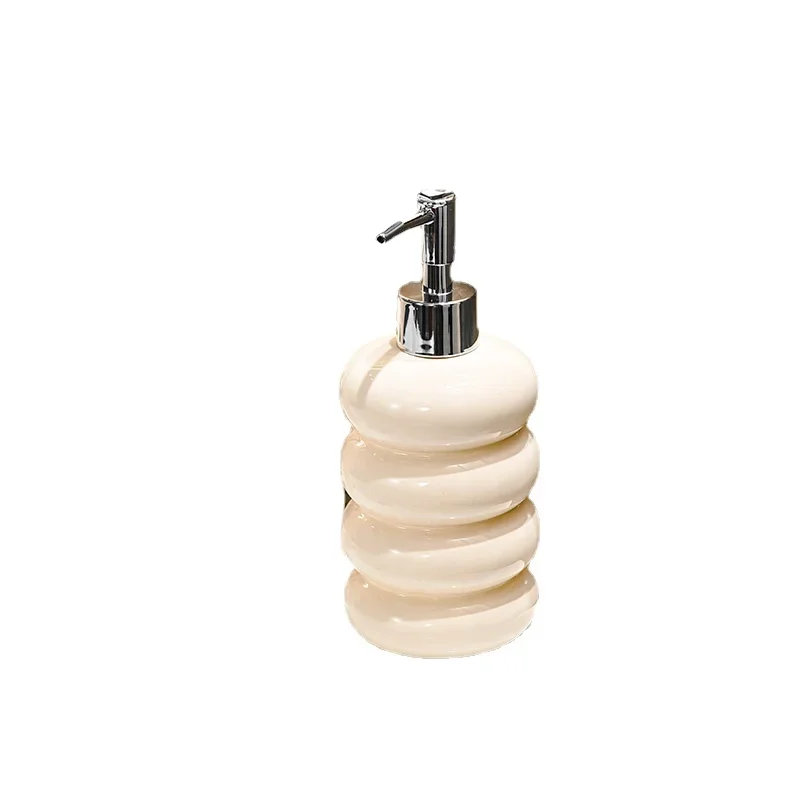 High Appearance Level Shower Gel Dispenser Hotel Bathroom Lotion Bottle Ceramic Circle Soap Bottle Smooth Press Foam Dispenser