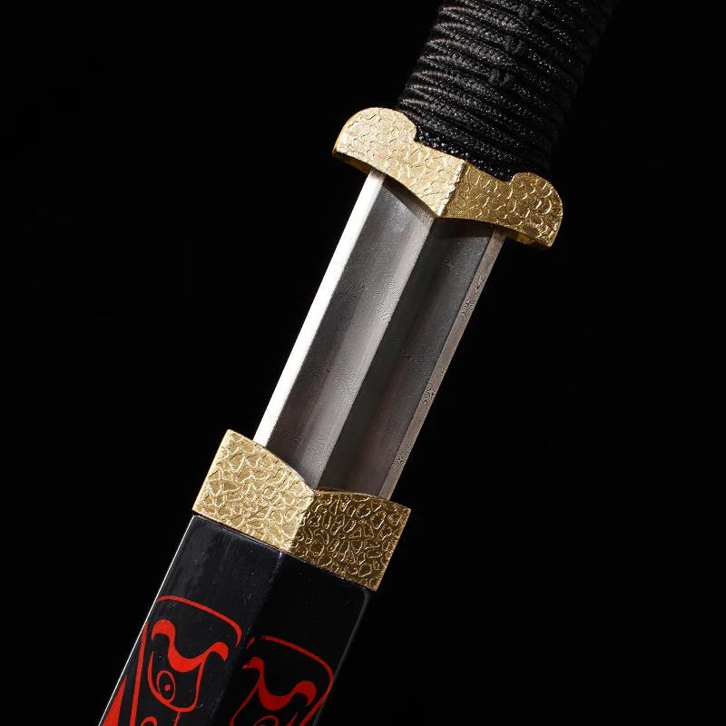 Tradition Han Jian Sword Folded Steel Damascus Blade Ready Training Real Full Tang Samurai Swords Raw Lacquer Scabbrad Katanas