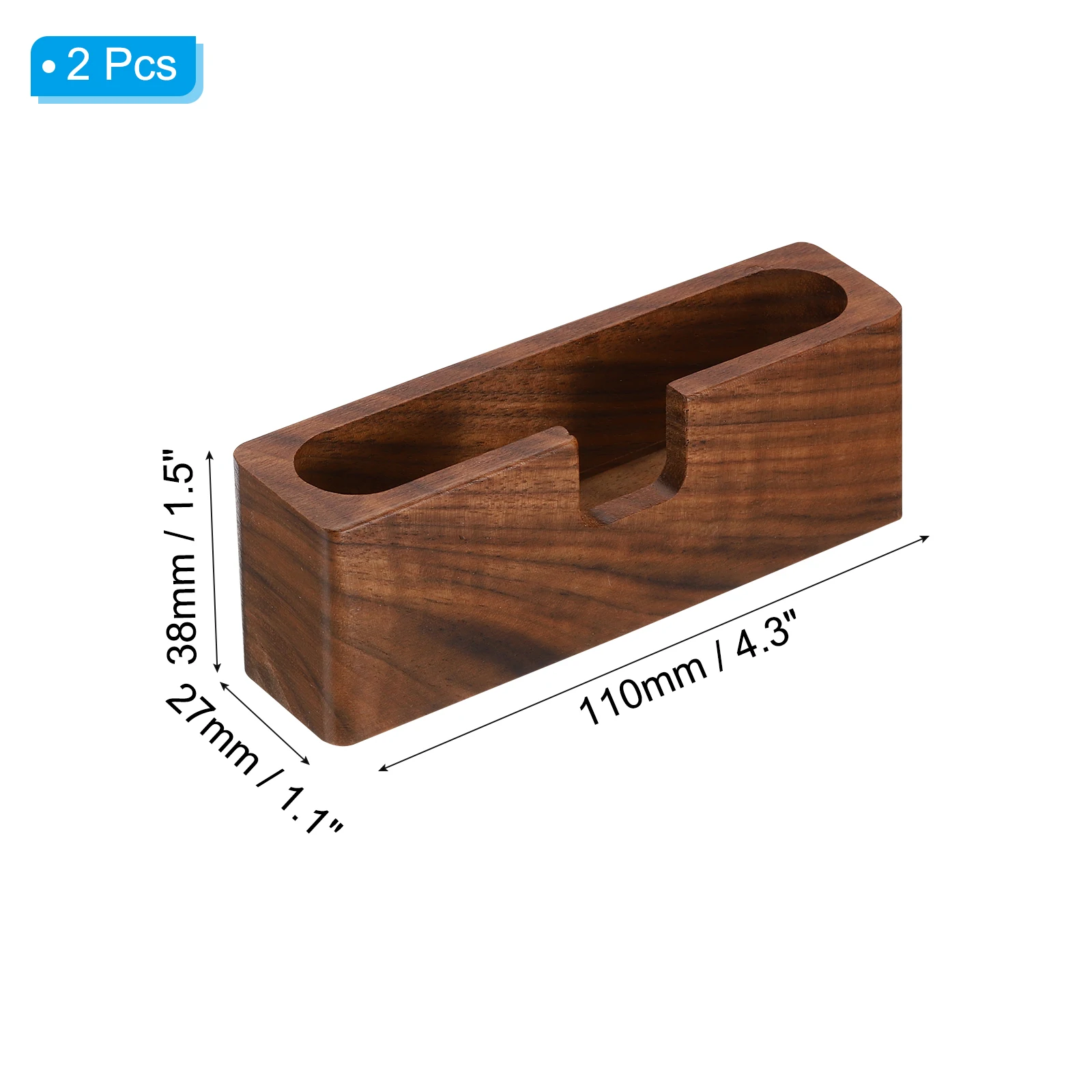 2Pcs Wood Desktop Business Card Holder Square Wooden Card Stand Organizer Cards Display for Office Exhibition Office Supplies