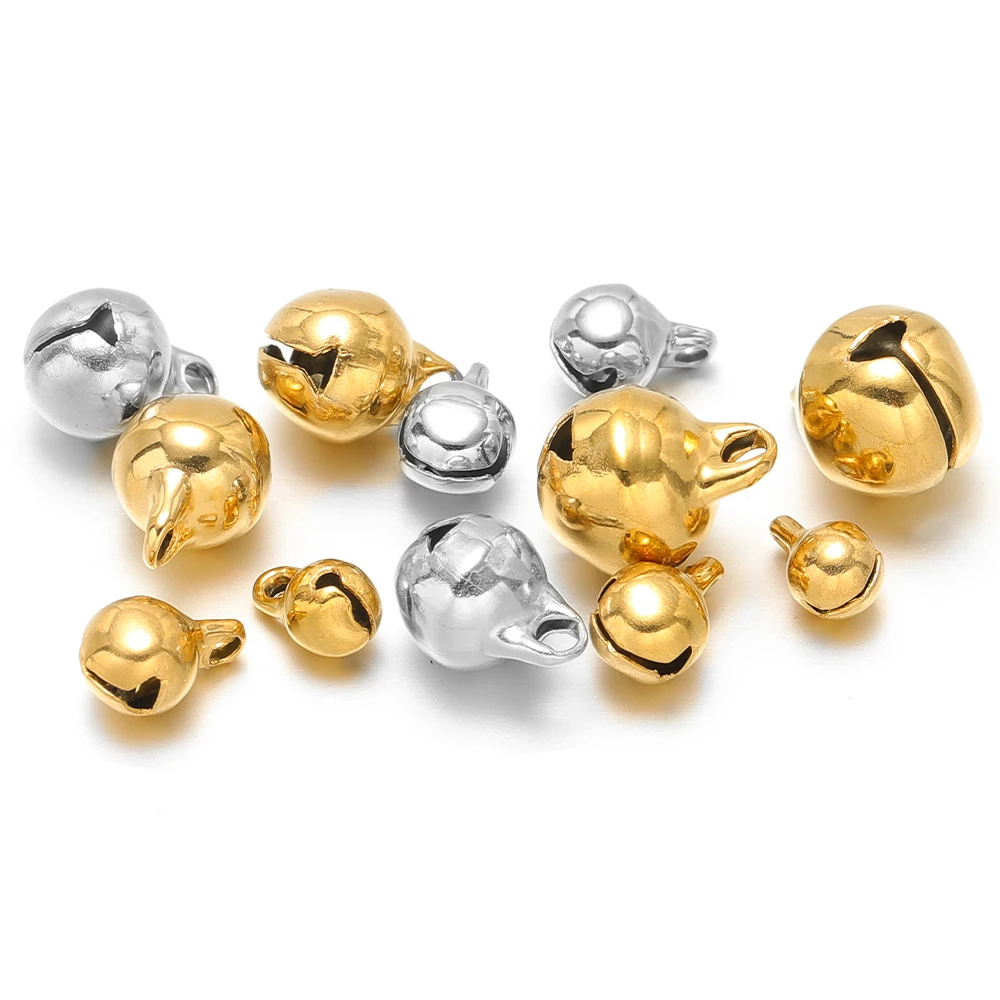 20pcs No Fade Stainless Steel Gold Bell Pendants Necklace Charm for Cute Jewelry Making DIY Bracelet Earrings Supplies Wholesale