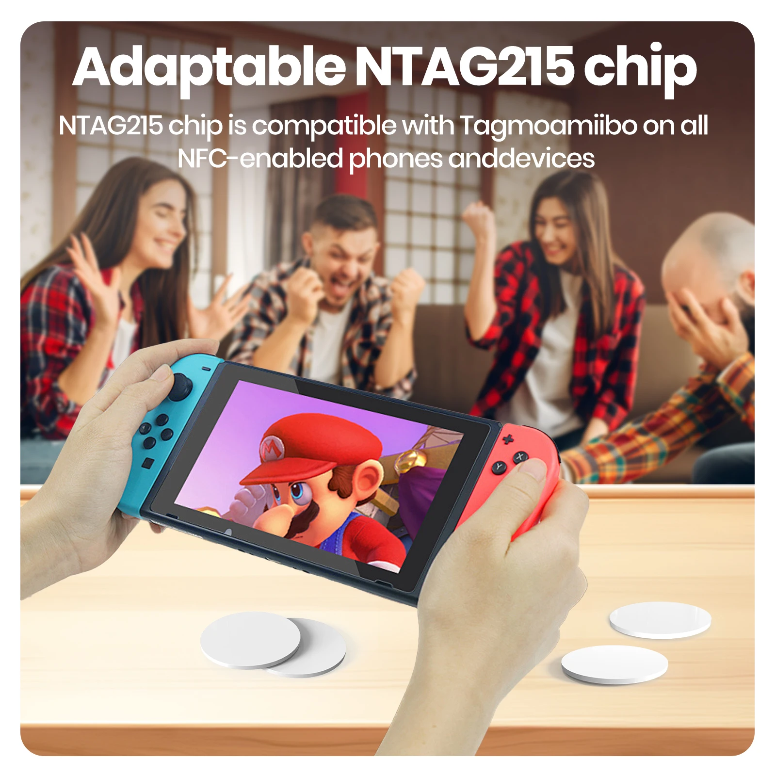 Blank NFC Tags NTAG215 Coin Cards Rewritable NFC Game Character Cards 25mm 504 Bytes Memory Compatible with All NFC Enabled