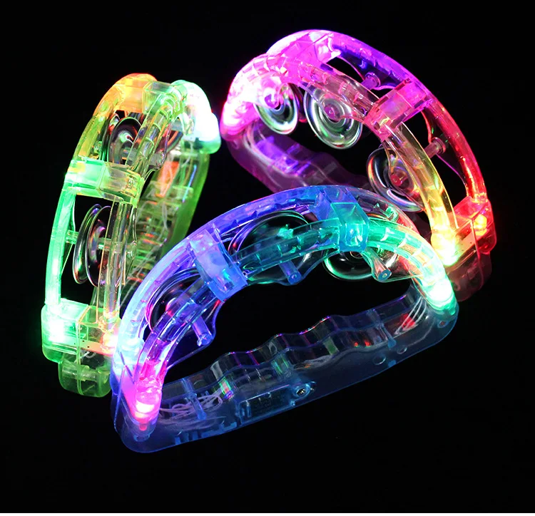 1 Pcs Colourful Led Light-up Rattles Luminous Rattles Flashing Tambourines Hand Percussion Instruments Light-up Toys Party Props