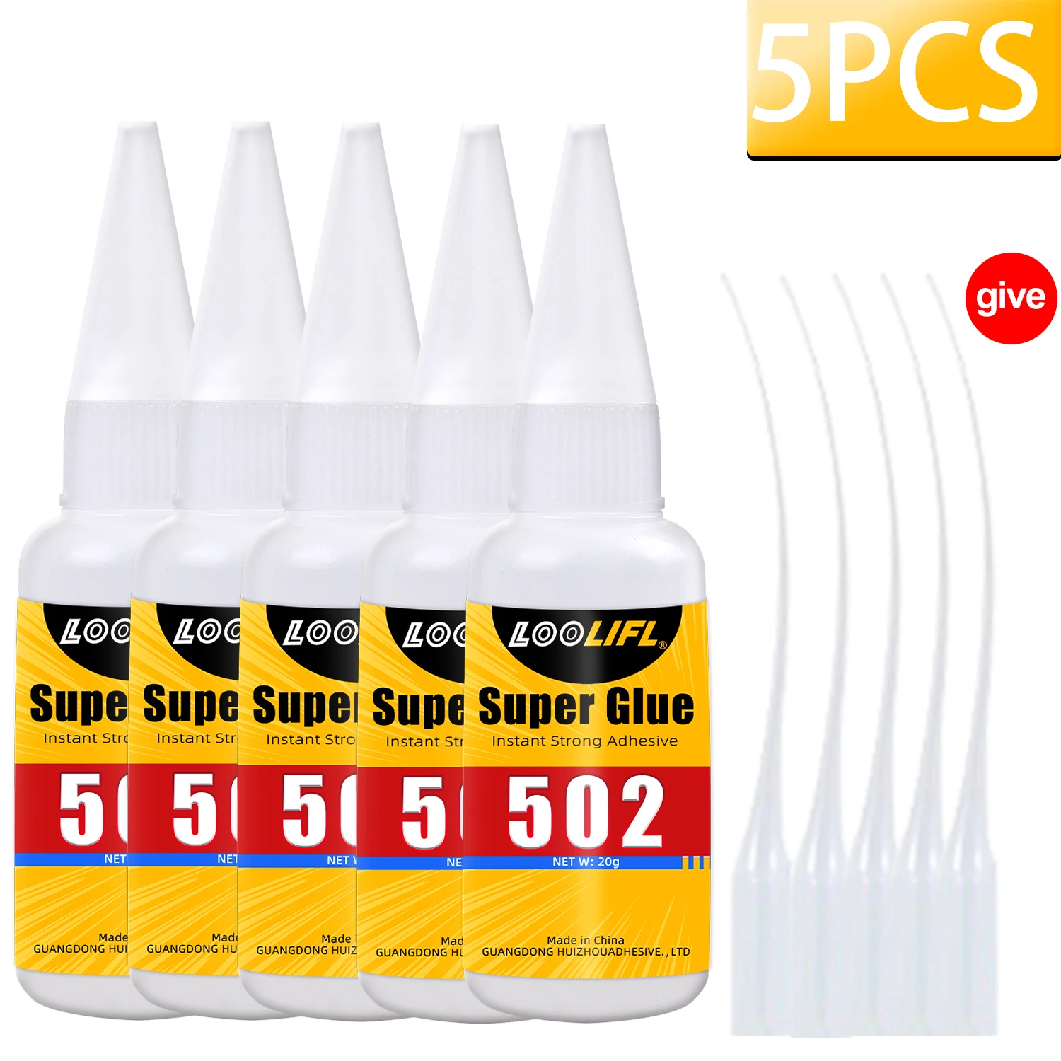 LOOIFL 502 Superlijm, sneldrogende sterke cyanoacrylaatlijm, wordt gebruikt voor doe-het-zelf-reparatie van metaal, hout, leer en keramiek