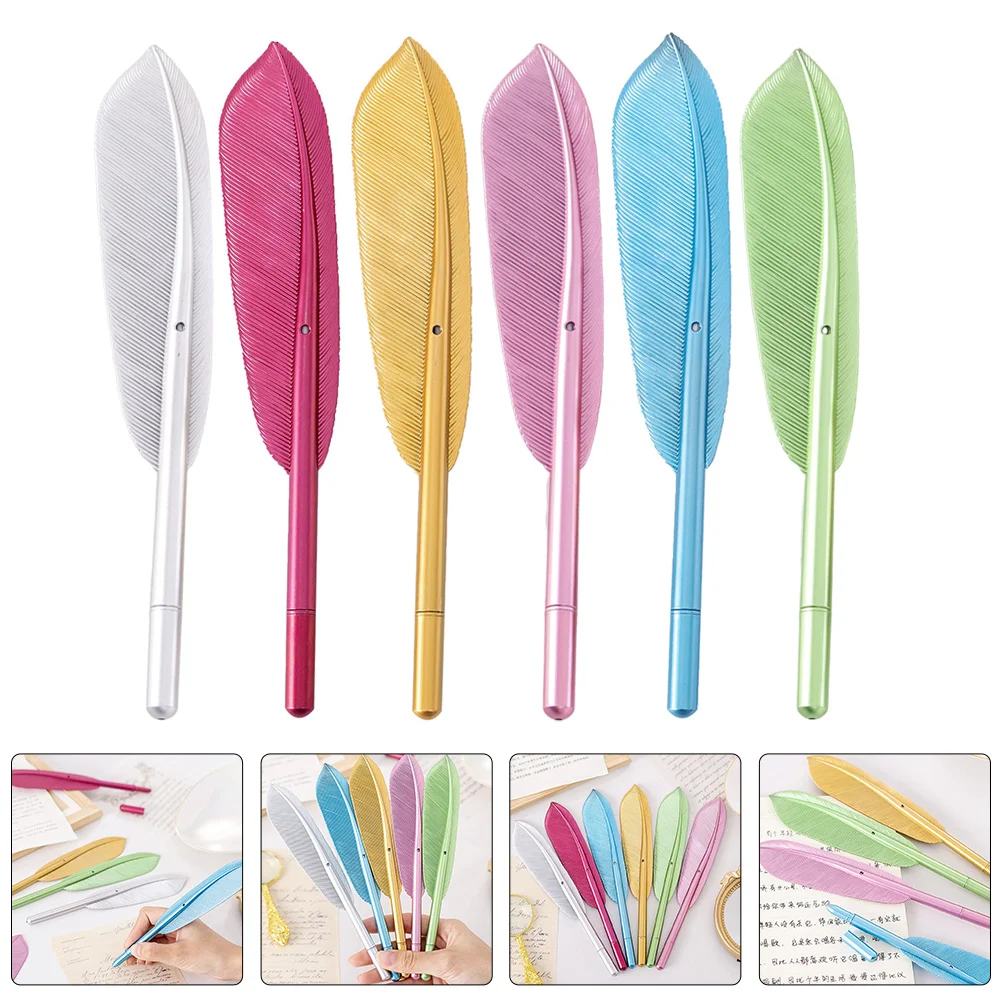 

12Pcs Plume Pen Lid Cover Design Prevent Ink Drying Creative Writing Pen Home School Use Office Sign Pens