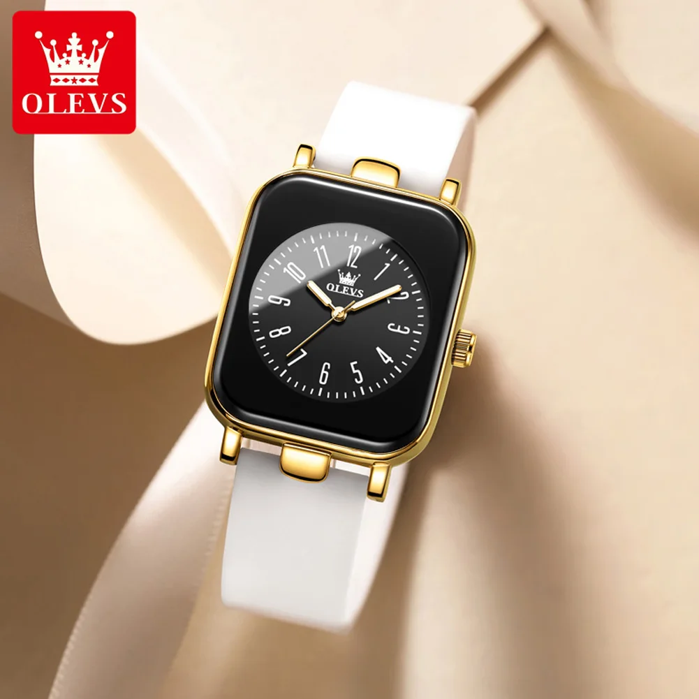 OLEVS square watch simple trendy silicone tape quartz watch women's watch 9961