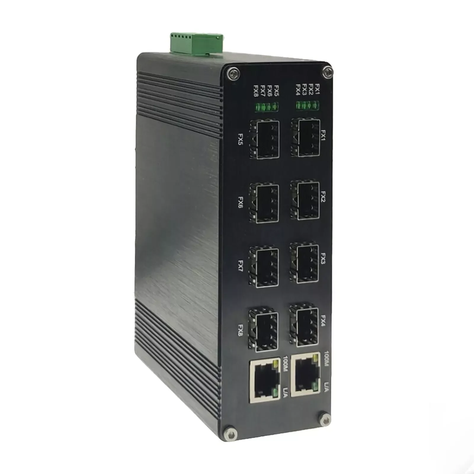 Industrial Gigabit 2-port 10/100/1000Base-T+8-port 1000BASE-X SFP Optic Din Rail Switch 12~57VDC Input -40°C to 80°C